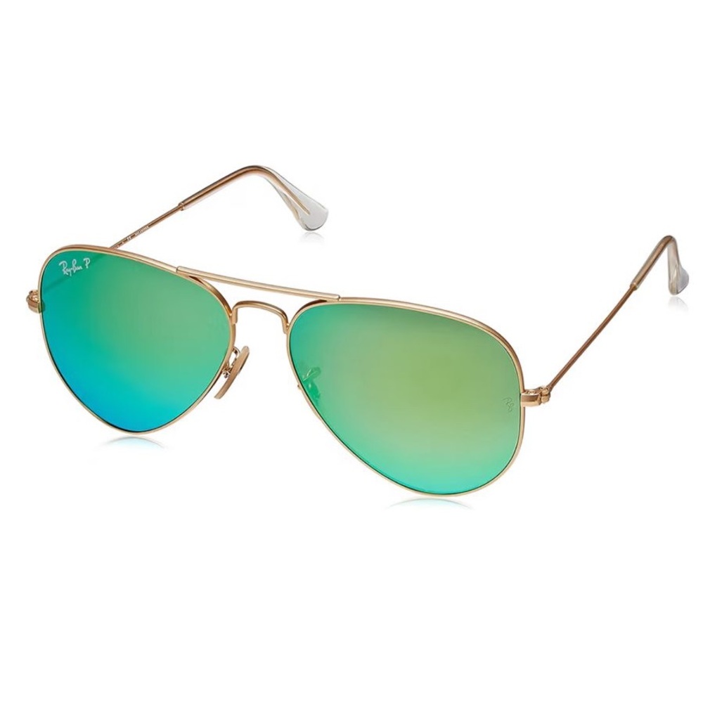 Ray-Ban RB3025 Aviator Large Metal Icons Sung-Matte
Gold/Crystal Green Mirror/OS